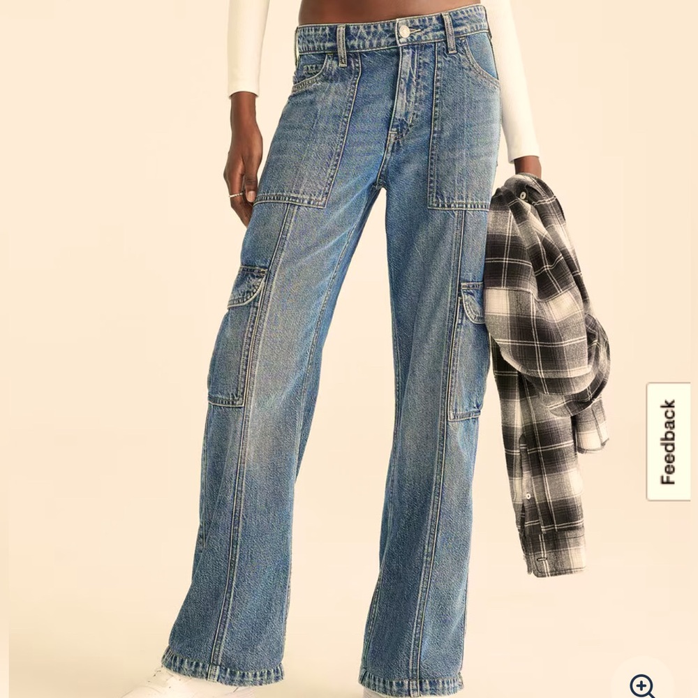 Aeropostale Utility Cargo Blue Jeans Womens Sz 00 Straight Leg
